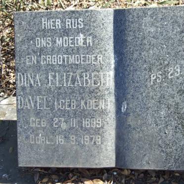 DAVEL Dina Elizabeth nee KOEN 1889-1979