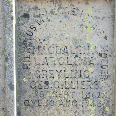GREYLING Magdalena Carolina nee CILLIERS 1862-1943