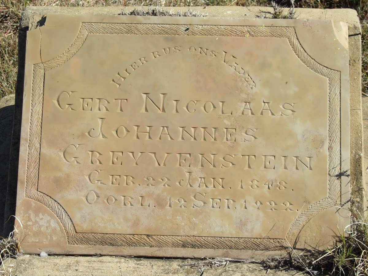 GREYVENSTEIN Gert Nicolaas Johannes 1848-1922