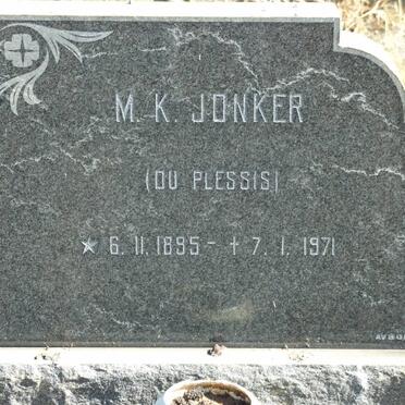 JONKER M.K. nee DU PLESSIS 1895-1971