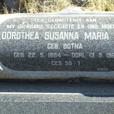 NEL Dorothea Susanna Maria nee BOTHA 1884-1961