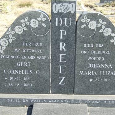 PREEZ Gert Cornelius O., du 1931-1980 &amp; Johanna Maria Elizabeth 1938-