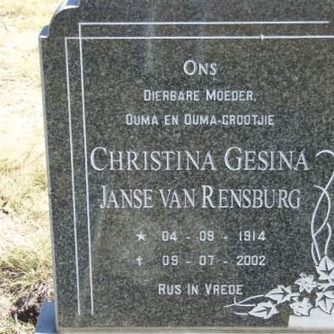RENSBURG Christina Gesina, Janse van 1914-2002