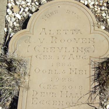 ROOYEN Aletta J., van nee GREYLING 1885-1928