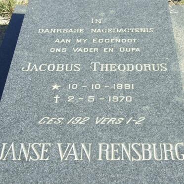 RENSBURG Jacobus Theodorus, Janse van 1891-1970 &amp; Aletta Elizabeth VOLSCHENK 1894-1971