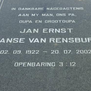 RENSBURG Jan Ernst, Janse van 1922-2002