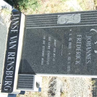 RENSBURG Johannes Frederick, Janse van 1908-1971