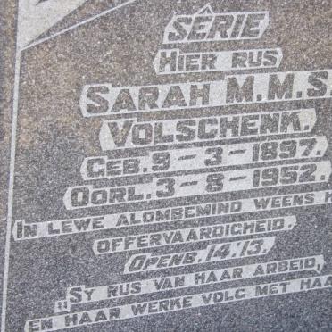 VOLSCHENK Sarah M.M.S. 1897-1952