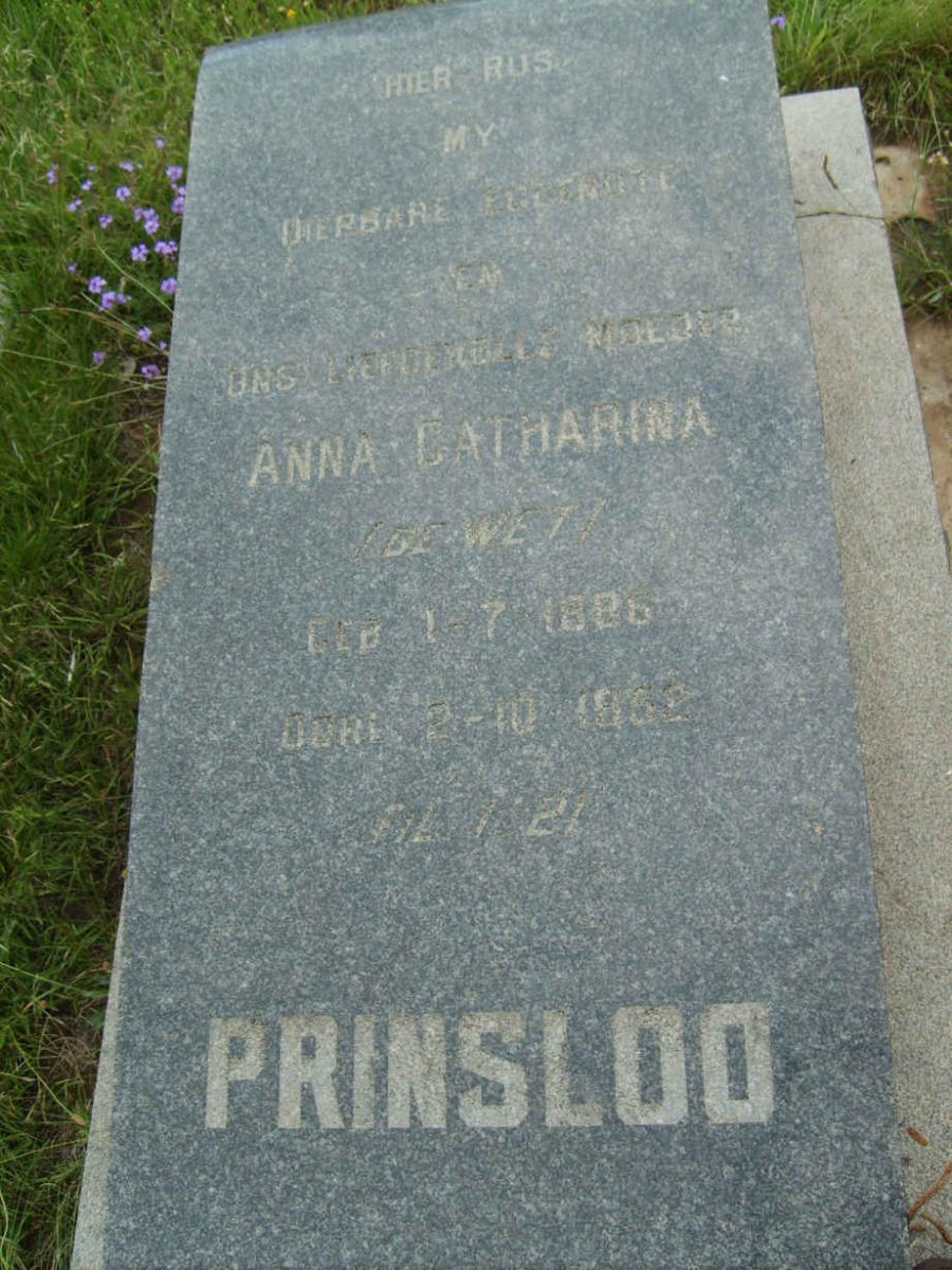 PRINSLOO Anna Catharina nee De WET 1886-19?2