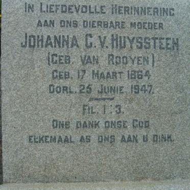 HUYSSTEEN Johanna C., v. nee VAN ROOYEN 1864-1947