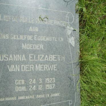 MERWE Susanna Elizabeth, van der 1923-1967