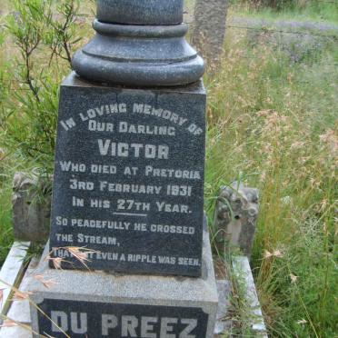 PREEZ  Victor, du  -1931 aged 27 yrs