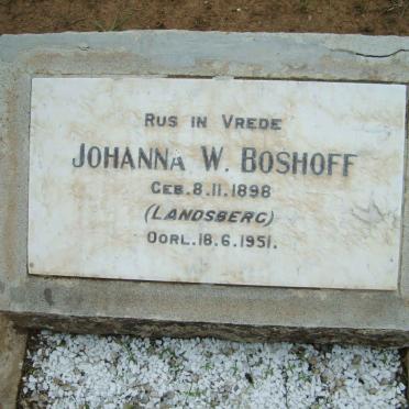 BOSHOFF Johanna W. nee LANDSBERG 1898-1951