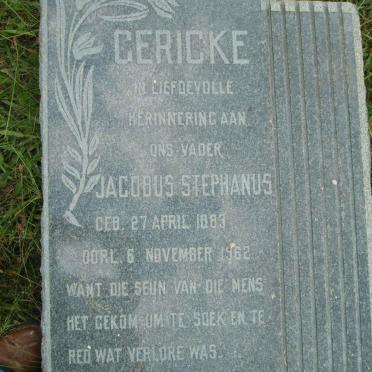 GERICKE Jacobus Stephanus 1883-1962