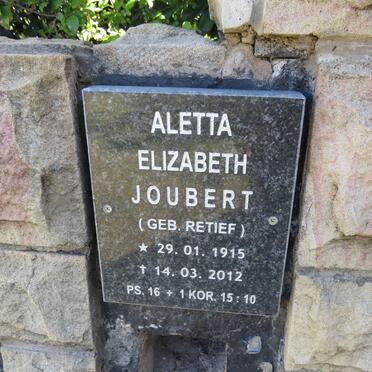 JOUBERT Aletta Elizabeth nee RETIEF 1915-2012