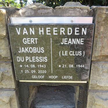 HEERDEN Gert Jakobus du Plessis, van 1943-2020 &amp; Jeanne LE CLUS 1944-