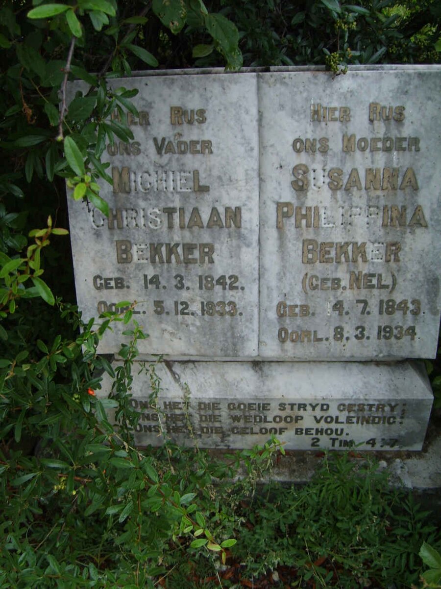 BEKKER Michiel Christiaan 1842-1933 &amp; Susanna Philppina NEL 1843-1934