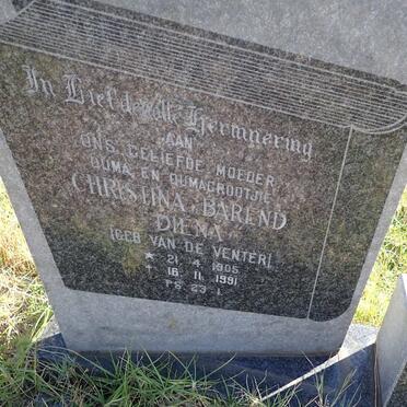 BOOYENS Christina Barend Diena nee VAN DE VENTER 1905-1991