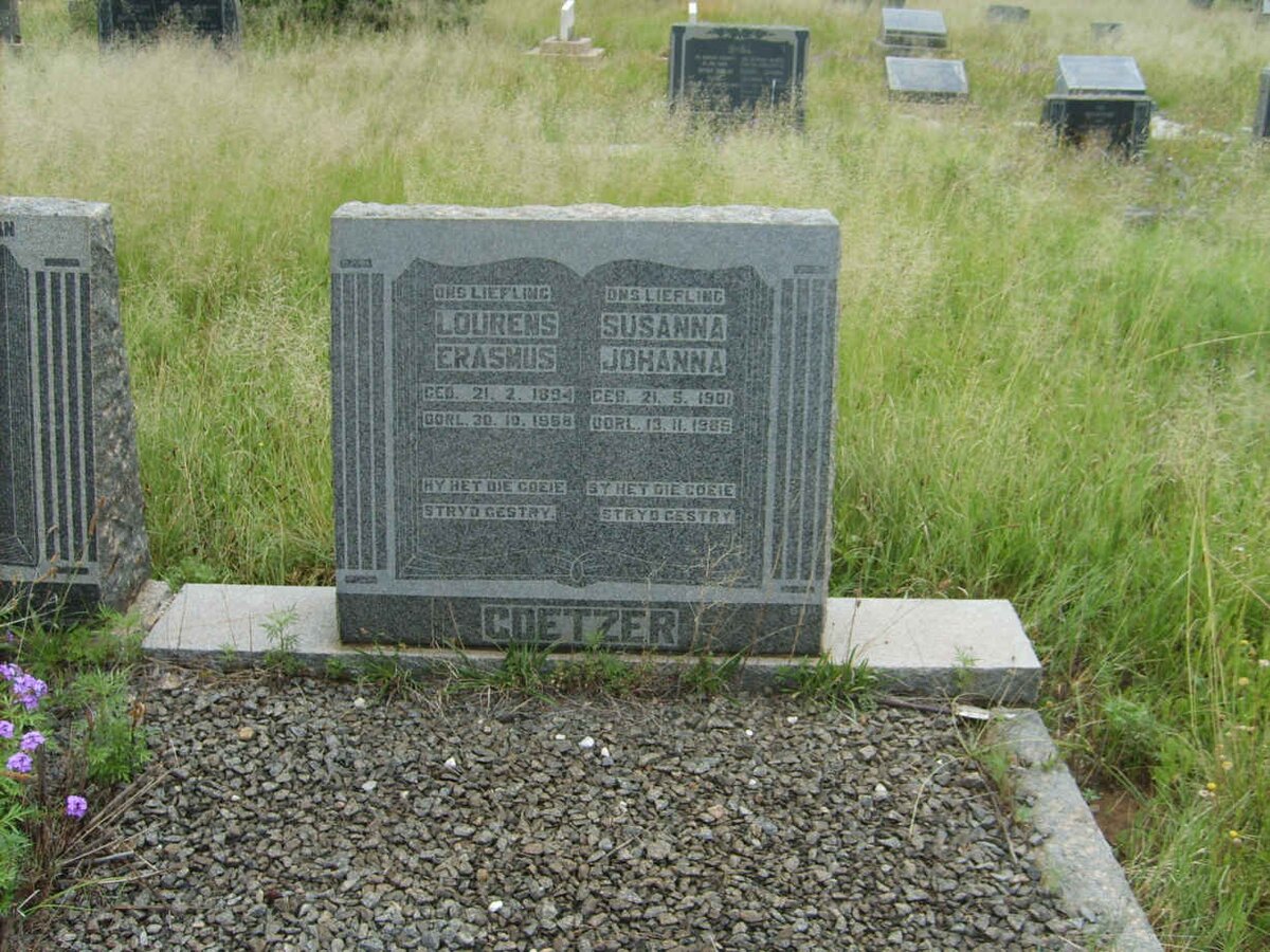 COETZER Lourens Erasmus  1894-1958 &amp; Susanna Johanna 1901-1985