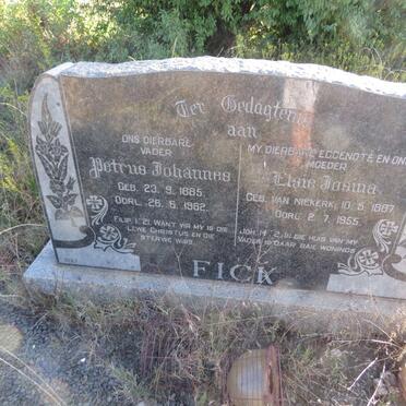 FICK Petrus Johannes 1885-1962 & Elsie Josina VAN NIEKERK 1887-1955
