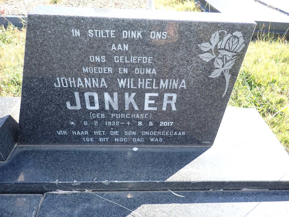 JONKER Johanna Wilhelmina nee PURCHASE 1932-2017