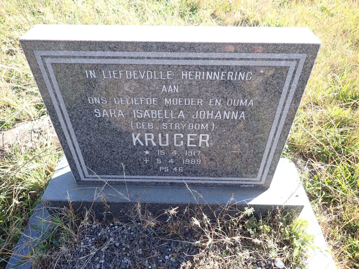 KRUGER Sara Isabella Johanna nee STRYDOM 1917-1989