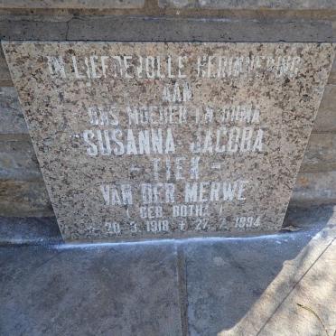 MERWE Susanna Jacoba, van der nee BOTHA 1918-1994