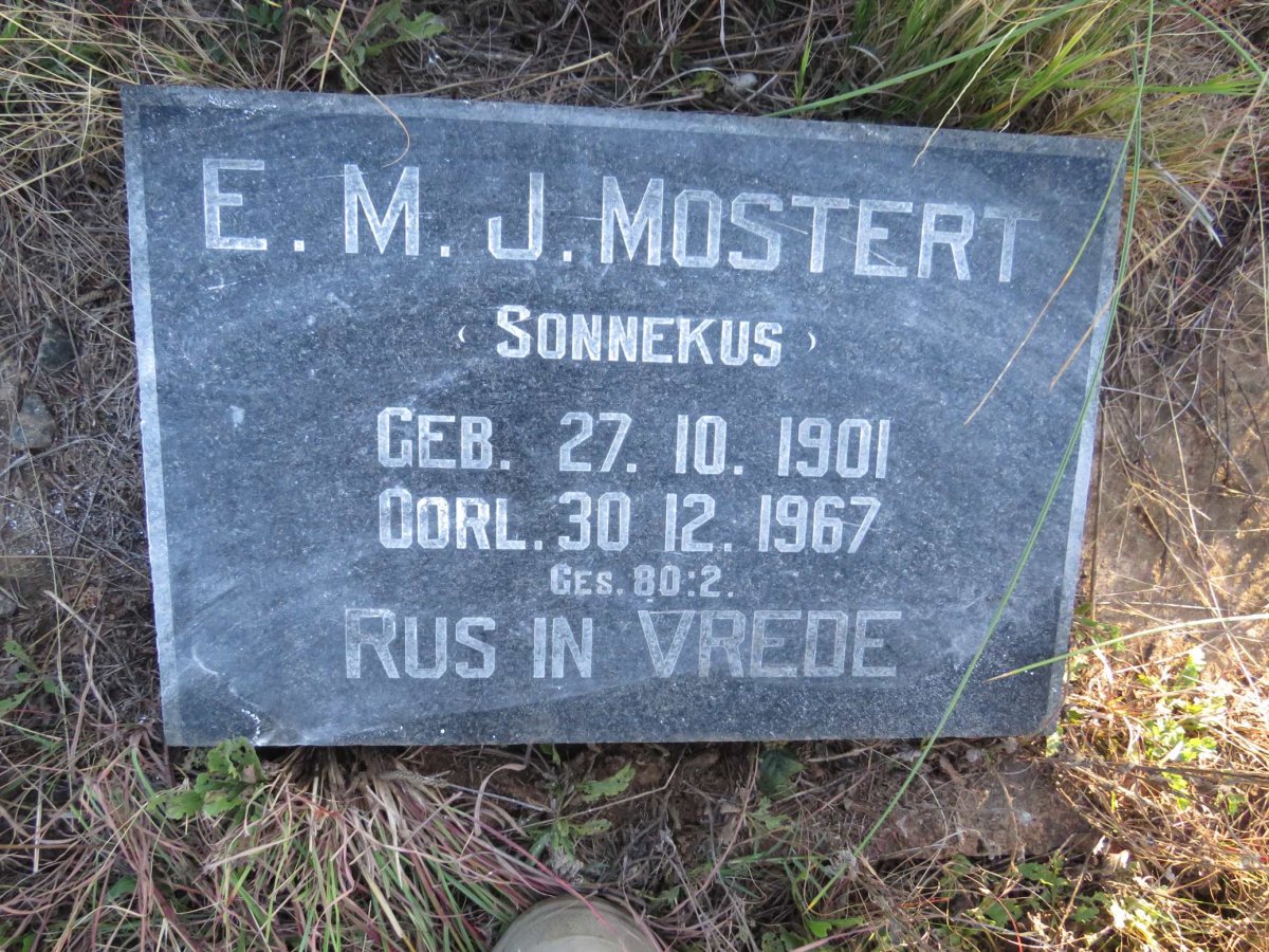 MOSTERT E.M.J. nee SONNEKUS 1901-1967