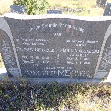 MERWE Petrus Cornelius, van der 1894-1962 &amp; Maria Magdalena JOUBERT 1906-1990