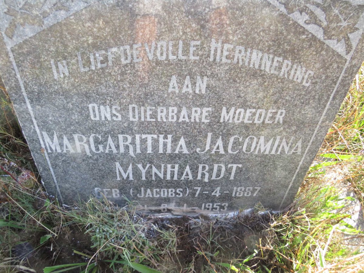 MYNHARDT Margaritha Jacomina nee JACOBS 1887-1953