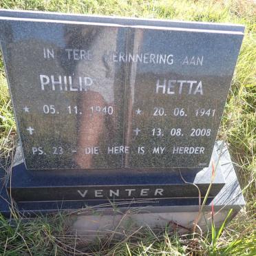VENTER Philip 1940- & Hetta 1941-2008