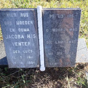 VENTER Jacoba H.S. nee LUES 1911-1984