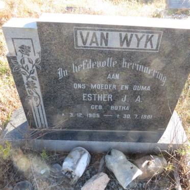 WYK Esther J.A., van nee BOTHA 1905-1981