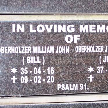 OBERHOLZER William John 1935-2009 &amp; Judith EDDLES 1937-