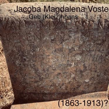 VOSTER Jacoba Magdalena nee KLEYNHANS 1863-1936