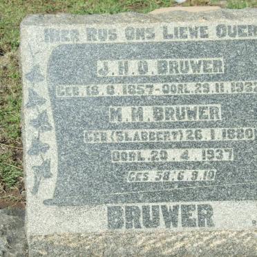 BRUWER J.H.O. 1857-1932 &amp; M.M. SLABBERT 1880-1937