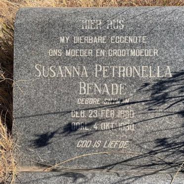 BENADE Susanna Petronella nee SNYMAN 1880-1930