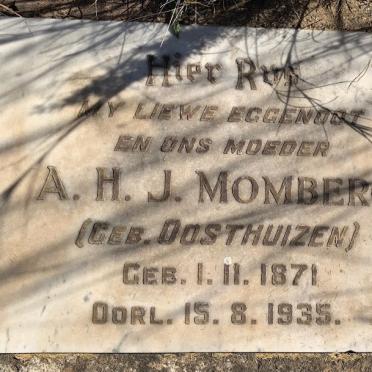 MOMBERG A.H.J. nee OOSTHUIZEN 1871-1935