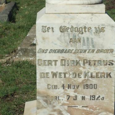 KLERK Gert Dirk Petrus De Wet, de 1900-1929