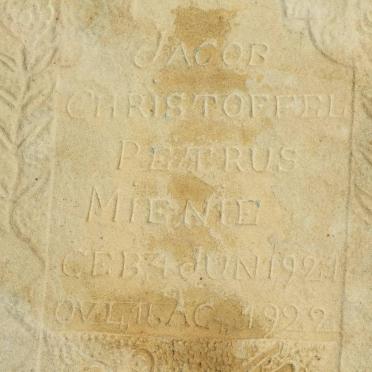 MIENIE Jacob Christoffel Petrus 1921-1922