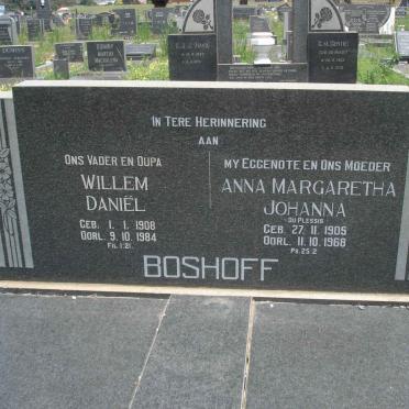 BOSHOFF Willem Daniel 1908-1984 &amp; Anna Margaretha Johanna DU PLESSIS 1905-1968