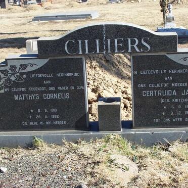 CILLIERS Matthys Cornelis 1913-1982 &amp; Gertruida Jacomina KRITZINGER 1916-1986