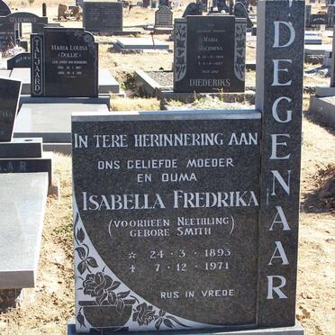 DEGENAAR Isabella Fredrika, formerly NEETHLING, nee SMITH 1893-1971