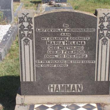 HAMMAN Maria Helena nee NEETHLING 1908-1952