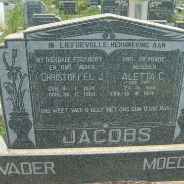 JACOBS Christoffel J. 1874-1960 &amp; Aletta C. SMIT 1886-1974