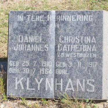 KLYNHANS Daniel Johannes 1910-1964 &amp; Christina Catherina V.D. WESTHUIZEN 1917-