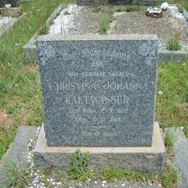 KALTWASSER Christina Johanna nee ROUX 1872-1958