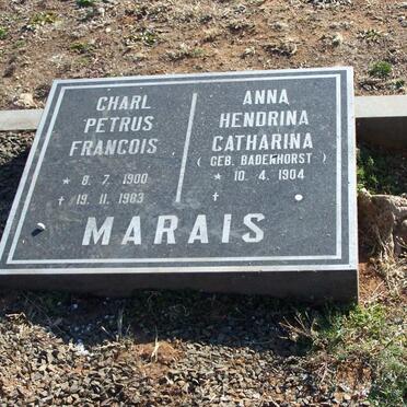 MARAIS Charl Petrus Francois 1900-1983 &amp; Anna Hendrina Catharina BADENHORST 1904-