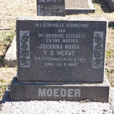 MERWE Johanna Maria, van der nee ESTERHUIZEN 1889-1948