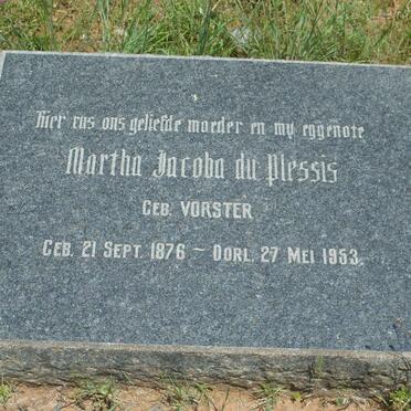 PLESSIS Martha Jacoba, du nee VORSTER 1876-1953